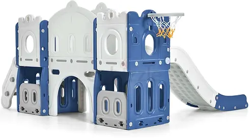 Kids Playground Set with Slide Swing and basket storage