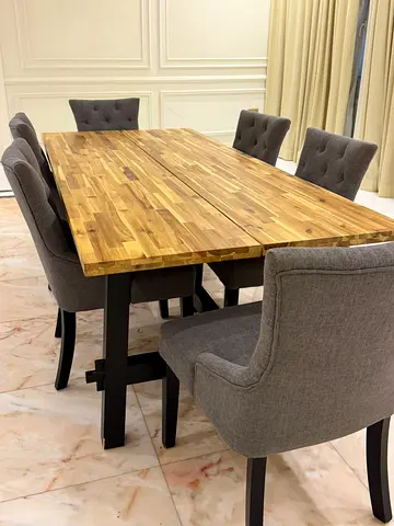 Elegant Wooden Dining Table Set with Plush Chairs