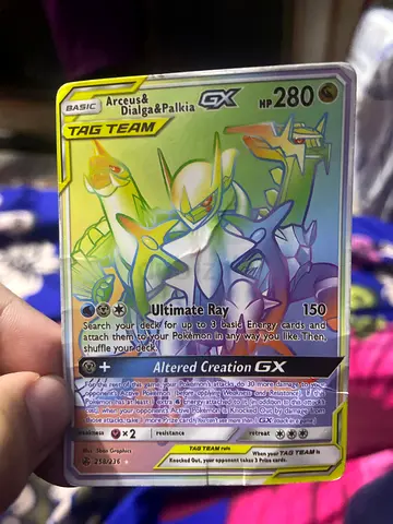 Rare Pokemon Card - Arceus  Dialga  Palkia TAG TEAM GX