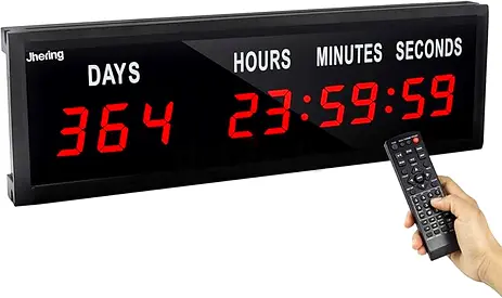 LED Countdown Clock with Remote, Days Hours Minutes and Seconds, Digital Wall Clock 1.8 9 Digits