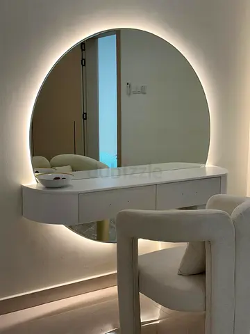 Modern Wall-Mounted Vanity with Round Mirror