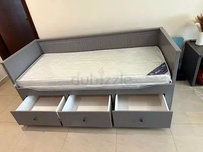 Ikea  Stylish Grey Bed with Storage Drawers