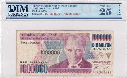 Turkiye Banknote 1 Million liras 1995 DIM 60 AED