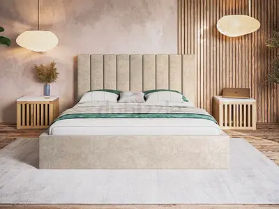 Elegant Modern Bed Set with Plush Headboard Queen size