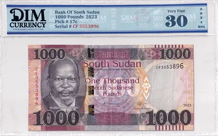 South Sudan Banknote 1000 Pounds 2023 DIM 60 AED