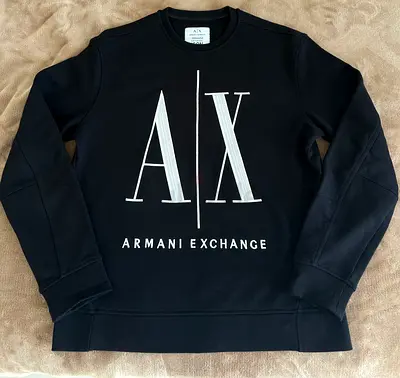 ORIGINAL Armani Exchange Mens Icon (A|X) Black Sweatshirt – Like New (Worn Once)