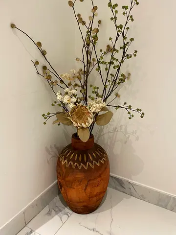 Wooden Vase and Glass Size