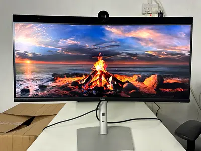 Dell P3424WEB Curved Conferencing Monitor, 34 4k  IPS Display | Built-In Camera  Speaker | VESA.