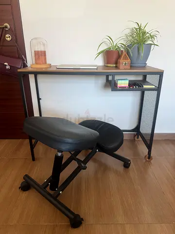 IKEA desk with wheels and ergonomic chair