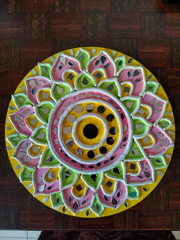 Handcrafted Decorative Plate with Floral Design