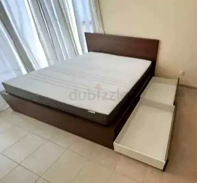 IKEA Malam queen size bed 160/200cm bed with 2 storage drawers underneath  and Ikea mattress