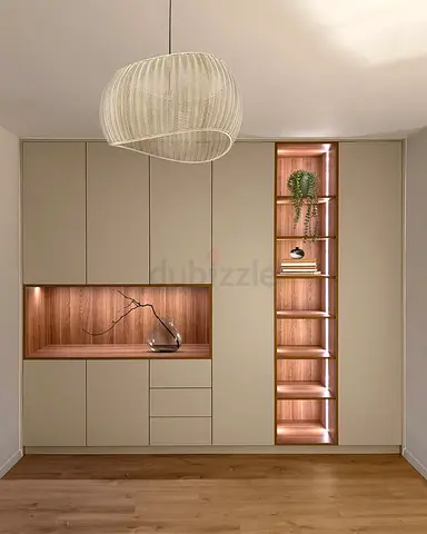 Modern Minimalist Cabinet with Warm Lighting