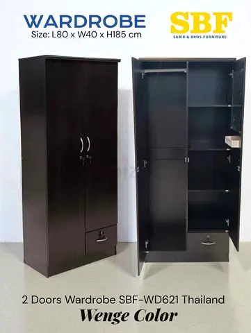 Stylish 2-Door Wardrobe in Wenge Color