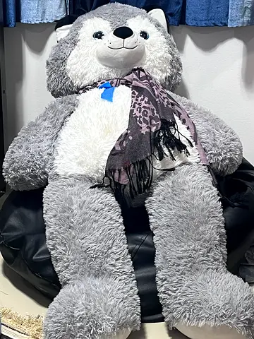 Large Plush Wolf Toy with Scarf