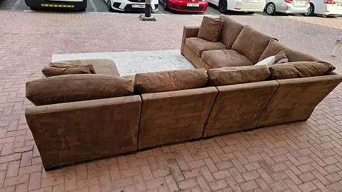 Cratebarrel axis feather 🪶 filled velvet u shape sofa