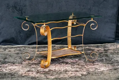 Elegant Glass Top Coffee Table with Gold Metal Frame