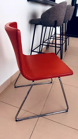 Dining Room Chairs set of 4 - leather and chrome