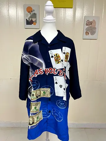 Vintage JET Texas Holdem poker button up