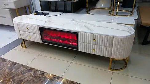 Elegant TV Stand with Electric Fireplace