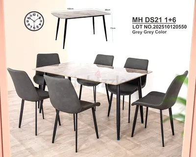 Brand New Grey marble Dining Table soft comfortable 6 Chairs Good Quality