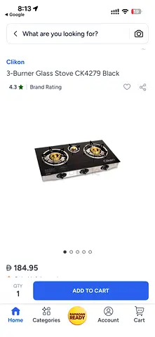 Clickon 3 burner glass top