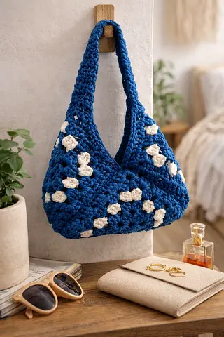 Handmade Recycled Yarn Crochet Bag | Lightweight Statement Piece