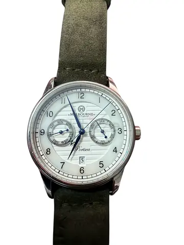 Melbourne Portsea Automatic Calendar Mens Watch with White Dial, Sapphire Crystal 40mm