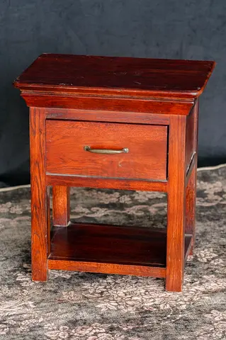 Set of 2 Solid Wood Bedside Tables with Drawer  Shelf