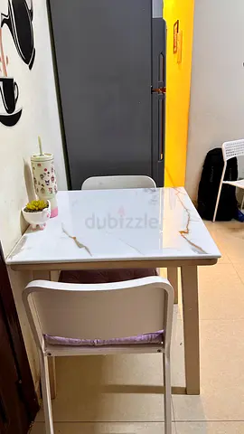 Ikea Table with Marble Top and 2 chairs