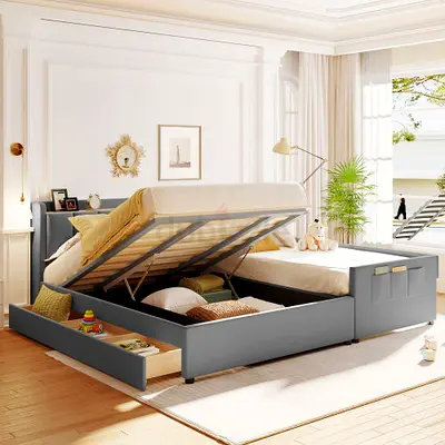 Luxury king size bed with drawers and trundle