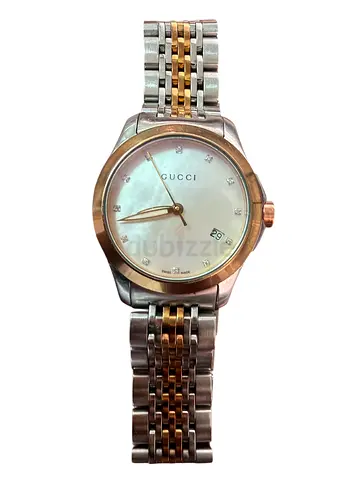 Gucci G-Timeless Quartz Watch 12P Diamonds 27mm Case White Shell Dial women watch (crown is changed)