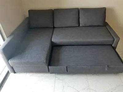 Modern Grey L-Shaped Sofa bed with Storage