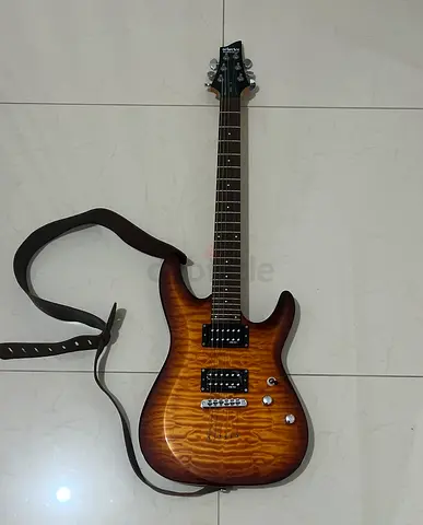 Electric guitars schecter with Marshall