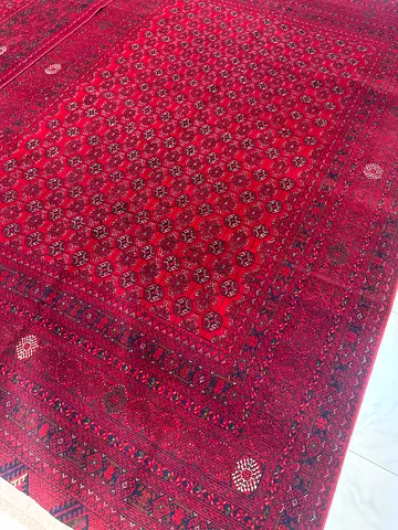 Beautiful Handwoven Red original Bukhara  Rug , size 3.00 by 2.00 for twins carpet 7500