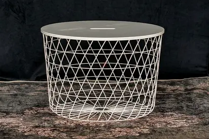 IKEA White Wire Basket Coffee Table with Storage