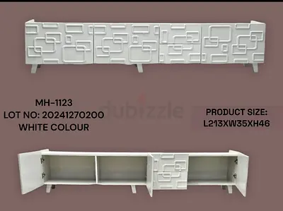 Modern White Sideboard with Unique Textured Design