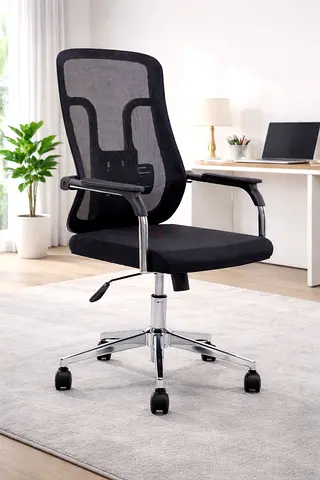 Ergonomic Mesh Office Chair – Black Office Chair with Cushioned Seat  Smooth Wheels for Office