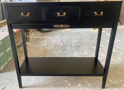 Wood Console Table with 3 Drawers