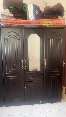 Sturdy Three-Door Wardrobe with Mirror