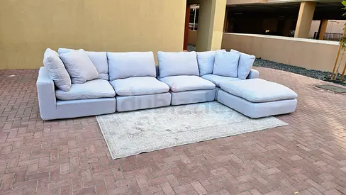 The loom collection cloud feather 🪶 filled sofa with footstool