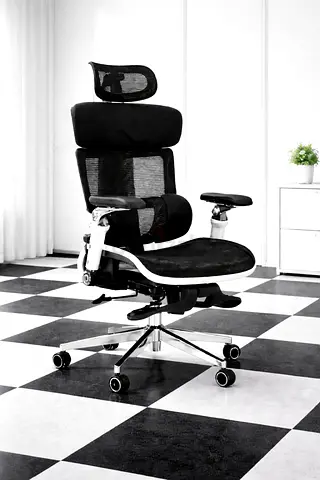 Modern Black Office Chair – Ergonomic Mesh Office Chair Adjustable Headrest, Backrest  Footrest