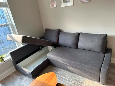 Comfortable Gray Sectional Sofa with Sleeper Feature