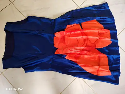 Elegant Blue Dress with Floral Design