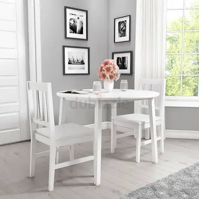 Charming White Dining Set with Table and Chairs