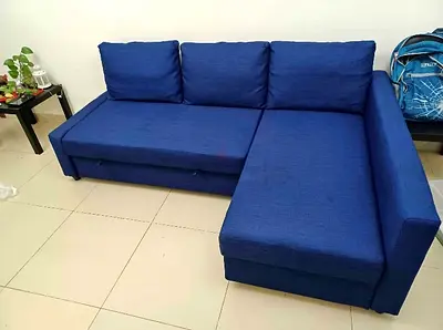 Comfortable Blue L-Shaped Sofa bed with Storage