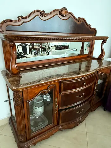 Elegant Vintage Solid Wooden Dresser with Mirror and Marble top