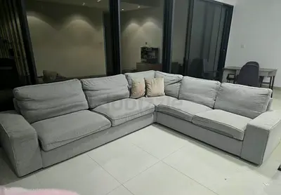 Cozy L-Shaped Gray Sofa for Sale