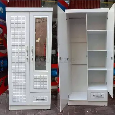 Stylish White Wardrobe with Mirror and Ample Storage