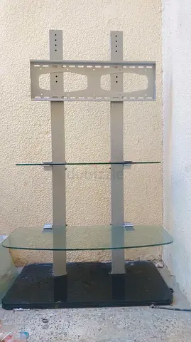 Modern Glass TV Stand with Metal Frame