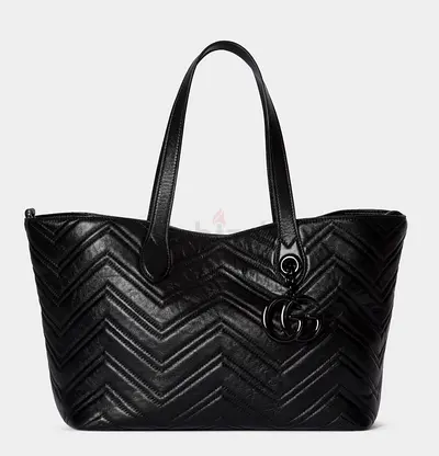 Gucci Medium Gg Marmont Leather Tote Bag - Black Used two times only, new condition